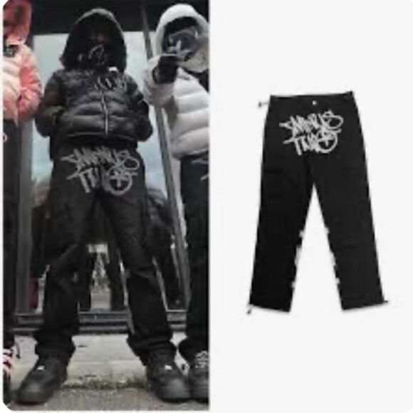 2023 Print Loose Men's Fashion Streetwear Multi-pocket Cargo Pants Y2k Hip Hop - Picture 1 of 15